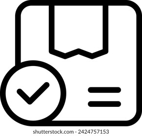 Verifizierung Lieferservice-Symbol mit schwarzer Umrissart. Überprüfung, Konto, Zeichen, Scheck, Web, Symbol, Zugriff. Vektorgrafik