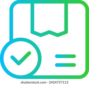 Verification delivery services icon with blue and green gradient outline style. verification, account, sign, check, web, symbol, access. Vector Illustration