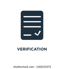 Verification icon. Black filled vector illustration. Verification symbol on white background. Can be used in web and mobile.