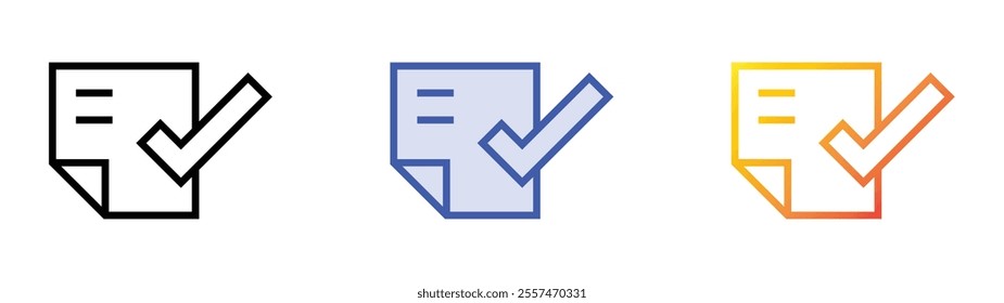 verification icon. Linear, Blue Fill and Gradient Style Design Isolated On White Background