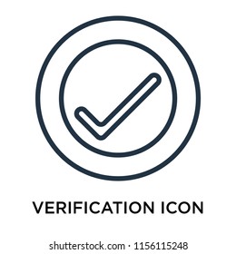 Verification icon vector isolated on white background, Verification transparent sign , thin pictogram or outline symbol design in linear style