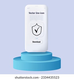 Icono de línea de verificación. Verificación, verdad, confirmación, inspección, autenticidad, confianza, identificación. Estilo neomorfista. aplicación de teléfono Ui