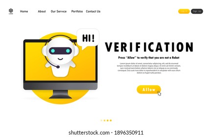 Verification on computer display banner. Personification, verification technologies, user password. Vector on isolated white background. EPS 10