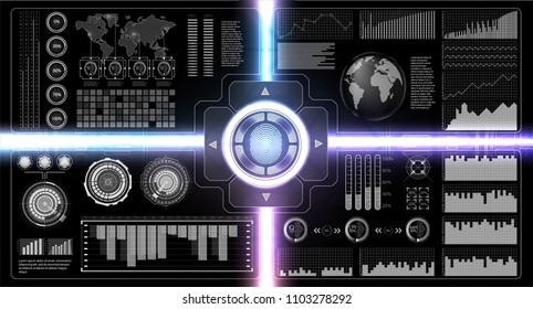 Verification scanners set. Finger Scan in Futuristic Style. Biometric id with Futuristic HUD Interface. screen monitor background template. Scanning Technology Concept Illustration. Identification