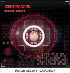 Verification scanners set. Finger Scan in Futuristic Style. Biometric id with Futuristic HUD Interface. screen monitor background template. Scanning Technology Concept Illustration. Identification