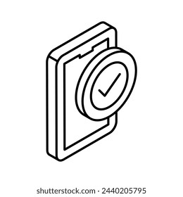 Signo de verificación en el móvil, diseño vectorial de seguridad móvil