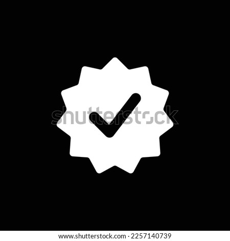 Verification star icon isolated on black background. Verify badge symbol modern, simple, vector, icon for website design, mobile app, ui. Vector Illustration