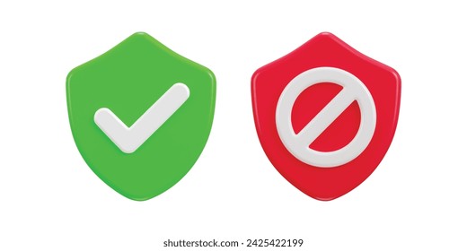 verification success and error alert icon with protect shield icon set