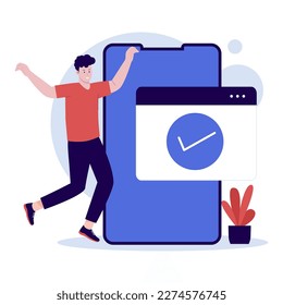 Verification success illustration flat design. Illustration for websites, landing pages, mobile apps, posters and banners. Trendy flat vector illustration