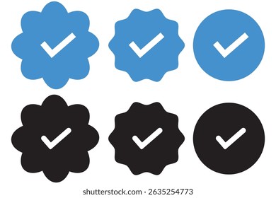 Verification symbol set. Social media account verification icons. Blue check mark icon set . Profile verified. design  eps 10 