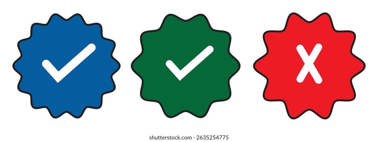Verification symbol set. Social media account verification icons. Blue check mark icon set . Profile verified. design  eps 10 