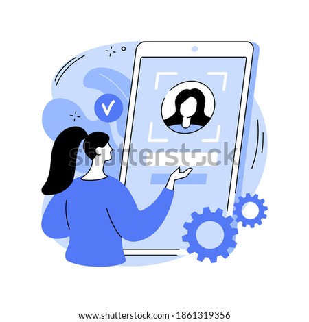 Verification technologies abstract concept vector illustration. Verification process, data access, user password, social media account, iris scan, facial recognition, security abstract metaphor.