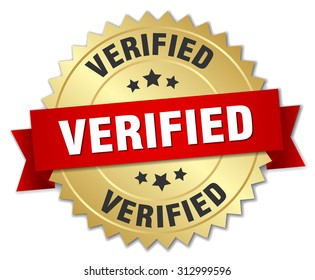 Verified 3d Gold Badge With Red Ribbon