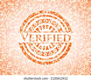 Verified abstract orange mosaic emblem