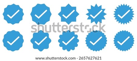 Verified account icon set vector design. Check Mark, Verified Account or Approved Icon Set Vector Design. 