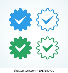Verified and approve sign for social networks. Vector kit. Good for web badges, buttons, pins. 