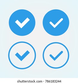 Verified and approve sign for social networks. Vector kit. Good for web badges, buttons, pins. 