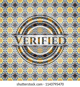 Verified arabesque style badge. arabic decoration.
