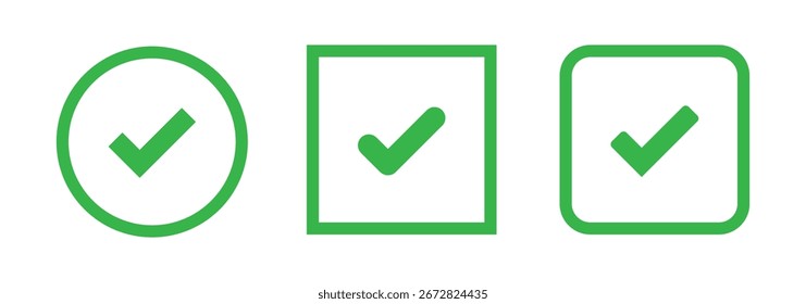 Ícone de emblema verificado Coleção de ícones de mídia social de estilo diferente em forma de estrela. Marca de verificação colorida azul, verde e preto e ícone de selo verificado. Ilustrador de vetor. EPS 10