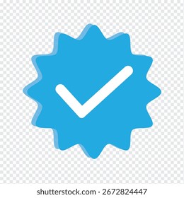 Colección verificada del icono de la insignia de los diversos iconos de las redes sociales en forma de estrella del estilo. Azul, verde y negro colorida marca de verificación e icono de insignia verificada. Ilustrador de Vector. EPS 10