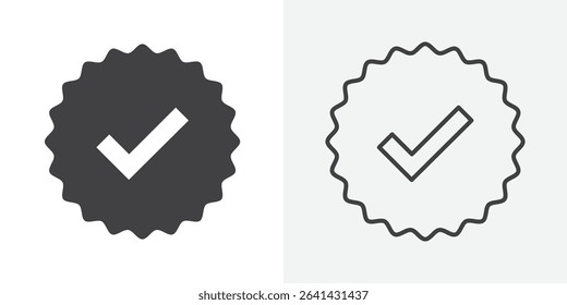 Verified badge icon Line graphics illustration