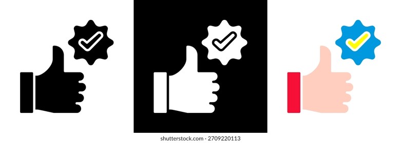 Ícone de emblema verificado Definir vetor de glifos Ilustração