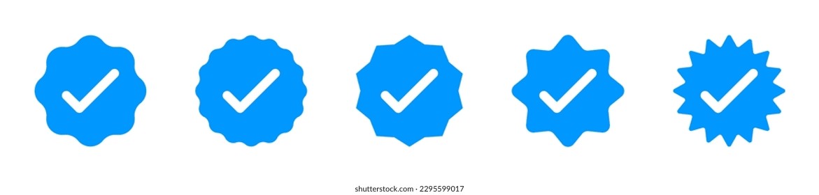 Verified badge icon set. Social media account verification icons. Check mark icons. 