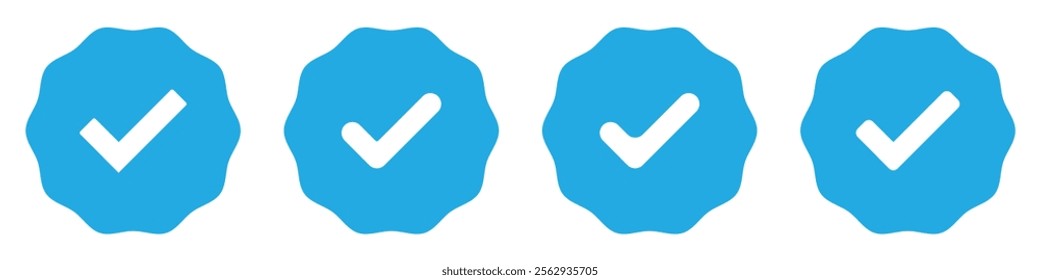 Verified badge profile set. Verified badge. Valid. Social media account verification icon. Green check mark icon. Blue Verified badge icon set. Set of verified badge