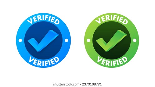 Verified badge profile. Verified square grunge. Checkmark icon. Vector stock illustration