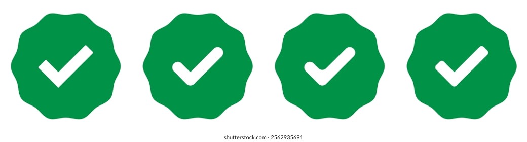 Verified badges. Verified badge profile set Verify badge. Valid. Social media account verification icon. Green check mark icon. Set of verified badge. Green Verified badge icon set