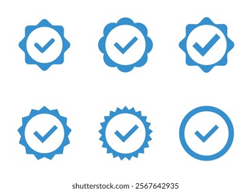 Verified badges. Verified badge vector icons. Blue Verified Badge Icon Vector. Tick, Check Mark