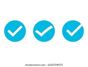 Geprüfte Abzeichen. Vektorsymbole des Abzeichens überprüft. Prüfzeichensatz. Symbole für die Überprüfung von Social Media-Konten. Blaues Häkchen. Profilverifiziertes Badge. EPS 10
