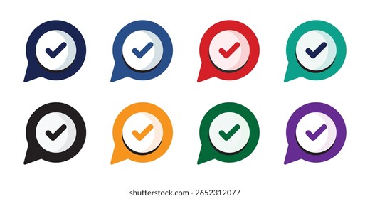 Verified badges. Verified badge vector icons. Verification symbol set. Social media account verification icons. Blue check mark icon. Profile verified badge. EPS 10