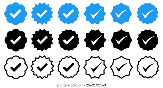 Verified badges icon.Verification symbol. Vector
