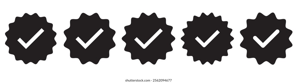 Verified badges. Profile verified badge. Verification symbol set. Verified badge vector icons. Social media account verification icons.