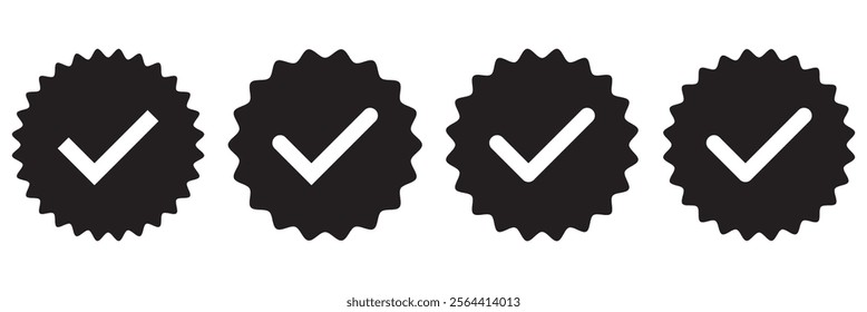 Verified badges. Profile verified badge. Verification symbol set. Verified badge vector icons. Social media account verification icons.