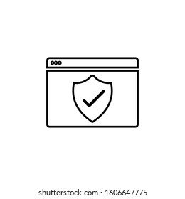 verified browser icon. Simple thin line, outline vector of web icons for ui and ux, website or mobile application