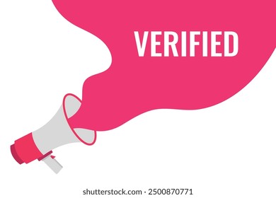 verified button, banner, label, template for website. verified text with colorful megaphone icon
