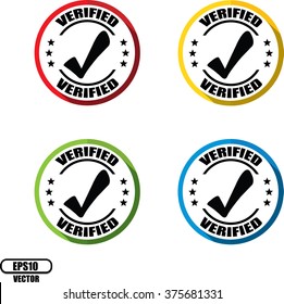 Verified, Button, label and sign - Vector illustration