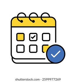 Verified Calendar vector filled outline icon. EPS 10 file