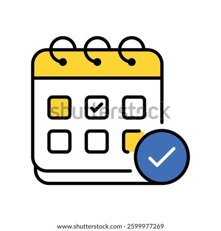 Verified Calendar vector filled outline icon. EPS 10 file