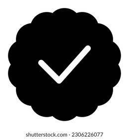 Símbolo de icono de línea simple con marca de marca de verificación verificada