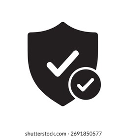 Icono verificado del escudo de la marca de verificación: garantía de seguridad y glifo de seguridad aprobado