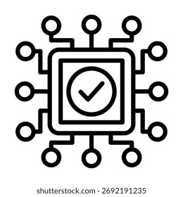 Elemento verificado del icono del microprocesador para el diseño
