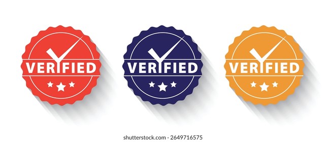 Geprüfter Kreis-Badge-Entwurf. Vorlage für verifiziertes Badge-Design. Geprüftes Logo-Design.