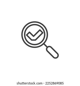 Bestätigtes Zeilensymbol. lineares Stilzeichen für mobiles Konzept und Webdesign. Verschönerung mit dem Vektorsymbol mit Markierung. Symbol, Logo-Abbildung. Vektorgrafik