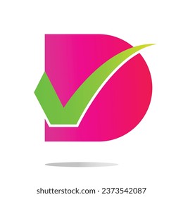 Verified D letter checked logo design