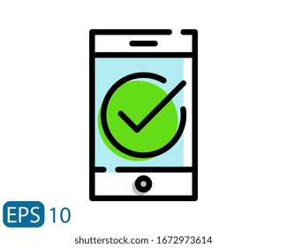 Verified Device filled line style Icon template on white background. EPS 10