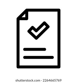 icono de documento verificado o logotipo símbolo de signo aislado ilustración vectorial - iconos vectoriales de estilo negro de alta calidad
