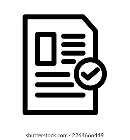verifiziertes Dokumentsymbol oder Logo einzeln auf Zeichen, Vektorgrafik - hochwertige Vektorsymbole mit schwarzem Hintergrund
